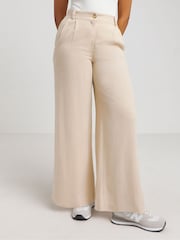 Simply Be Nude Linen Wide Leg Tailored Trousers - Image 3 of 4
