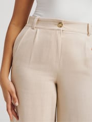 Simply Be Nude Linen Wide Leg Tailored Trousers - Image 4 of 4