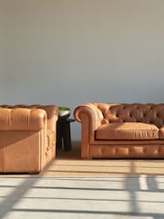 Halo Tan Brown Gainsborough Leather 3 Seater Sofa - Image 3 of 15