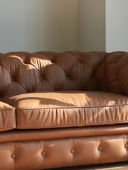 Halo Tan Brown Gainsborough Leather 3 Seater Sofa - Image 4 of 15
