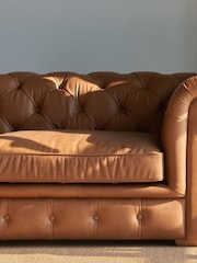 Halo Tan Brown Gainsborough Leather 3 Seater Sofa - Image 5 of 15