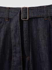 Reiss Dark Blue Luca Belted Wide Leg Jeans - Image 6 of 6