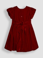 JoJo Maman Bébé Red Smock Waist Velvet Party Dress - Image 3 of 3