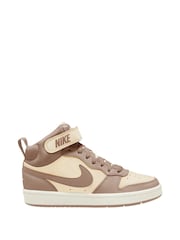 Nike Tan Brown Youth Court Borough Mid Trainers - Image 1 of 4
