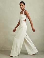 Reiss Dion Twill Open-Back Wide Leg Jumpsuit - Изображение 1 из 5