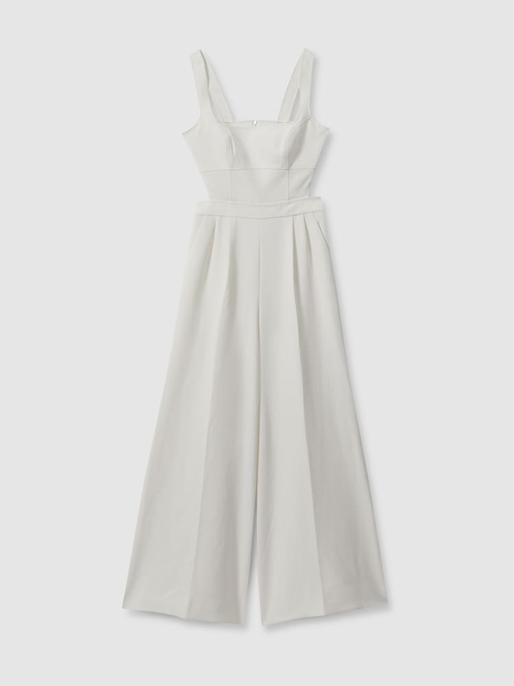 Reiss Dion Twill Open-Back Wide Leg Jumpsuit - Изображение 2 из 5
