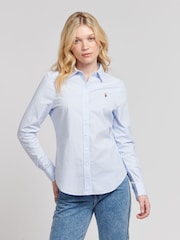 U.S. Polo Assn. Womens Classic Fit Stripe Oxford 100% Cotton Shirt - תמונה 1 מתוך 8