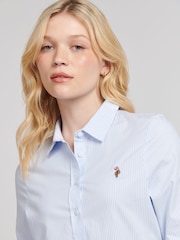 U.S. Polo Assn. Womens Classic Fit Stripe Oxford 100% Cotton Shirt - תמונה 2 מתוך 8