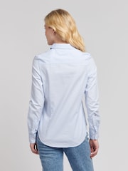 U.S. Polo Assn. Womens Classic Fit Stripe Oxford 100% Cotton Shirt - תמונה 4 מתוך 8