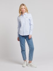 U.S. Polo Assn. Womens Classic Fit Stripe Oxford 100% Cotton Shirt - תמונה 6 מתוך 8