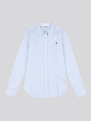 U.S. Polo Assn. Womens Classic Fit Stripe Oxford 100% Cotton Shirt - תמונה 7 מתוך 8