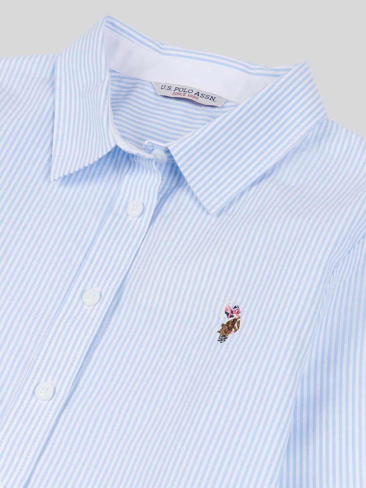 U.S. Polo Assn. Womens Classic Fit Stripe Oxford 100% Cotton Shirt - תמונה 8 מתוך 8