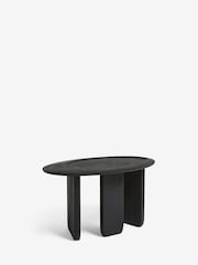 French Connection Black Mango Wood Ovate Coffee Table - Image 3 of 5