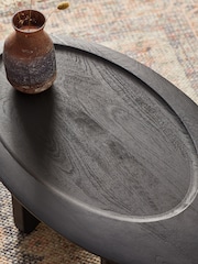 French Connection Black Mango Wood Ovate Coffee Table - Image 4 of 5