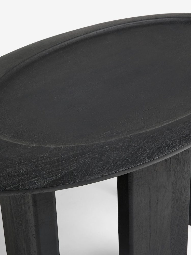 French Connection Black Mango Wood Ovate Coffee Table - Image 5 of 5