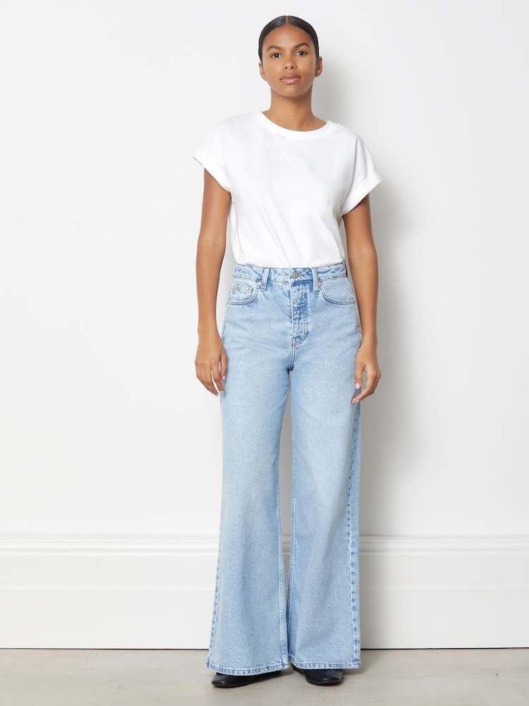 Albaray Light Wash Blue Full Length Wide Jeans - Image 1 of 4 Albaray Light Wash Blue Full Length Wide Jeans - Image 1 of 4