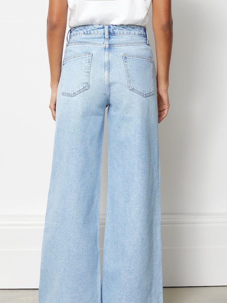Albaray Light Wash Blue Full Length Wide Jeans - Image 2 of 4 Albaray Light Wash Blue Full Length Wide Jeans - Image 2 of 4