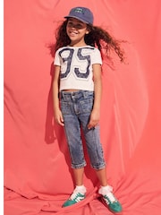 River Island Blue Girls Pedal Pusher 100% Cotton Jeans - Image 1 of 4