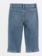 River Island Blue Girls Pedal Pusher 100% Cotton Jeans - Image 2 of 4