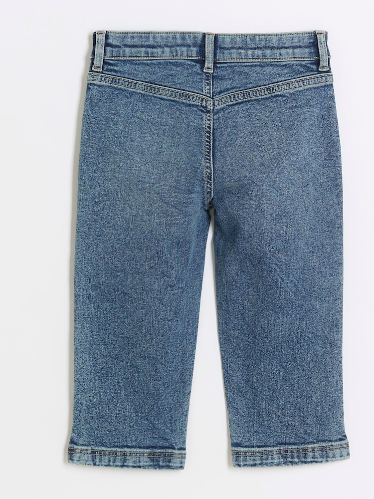 River Island Blue Girls Pedal Pusher 100% Cotton Jeans - Image 2 of 4