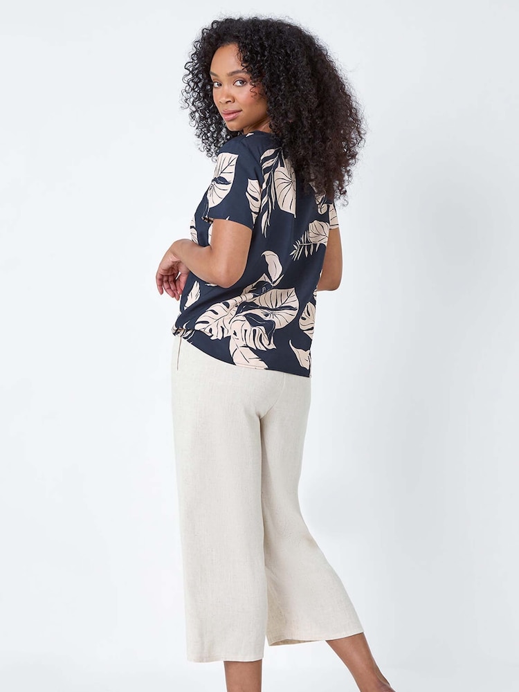 Roman Blue Tropical Tie Detail Top - Image 2 of 3