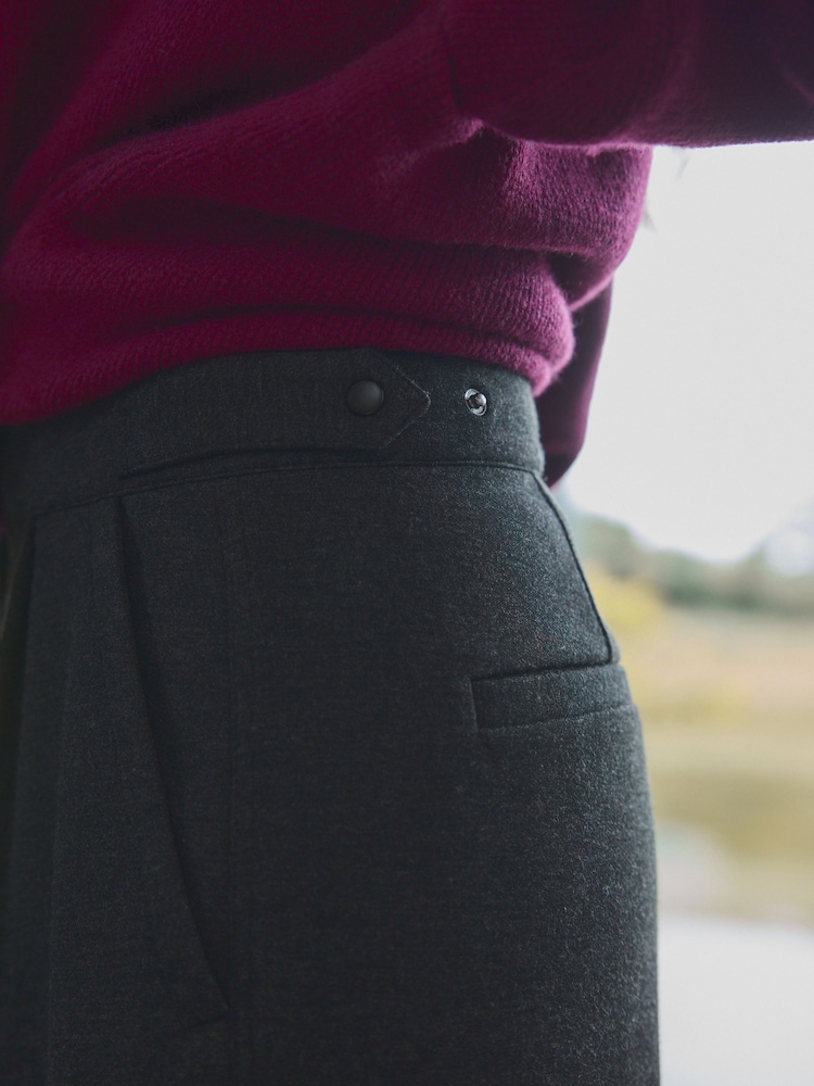 Grey Premium Ponte Barrel Leg Trousers With Wool - Image 5 of 9