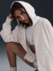 Crème - Nike Phoenix Plush Oversized Cozy Fleece Full-Zip Hoodie - Image 5 of 6
