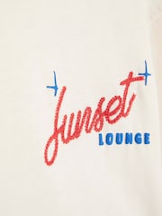 River Island Cream Regular Fit Short Sleeve Sunset Lounge 100% Cotton T-Shirt - Image 4 of 4