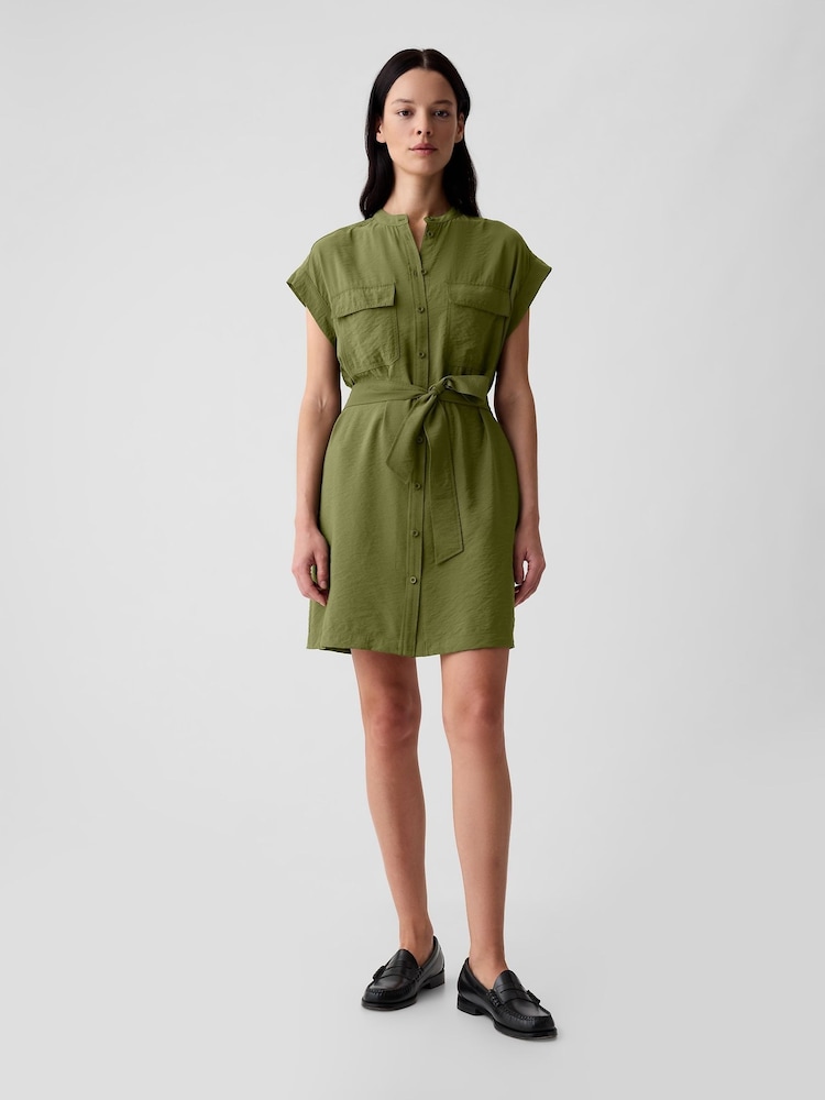 Gap Green Utility Mini Shirt Dress - Image 1 of 6 Gap Green Utility Mini Shirt Dress - Image 1 of 6