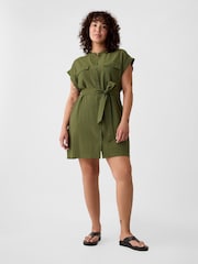 Gap Green Utility Mini Shirt Dress - Image 4 of 6