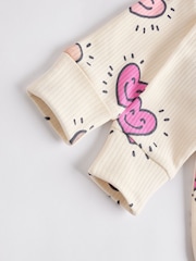 Pink Happy Heart Baby Two Way Zip Floral Print 100% Cotton Sleepsuits 3 Pack (0mths-2yrs) - Image 10 of 11