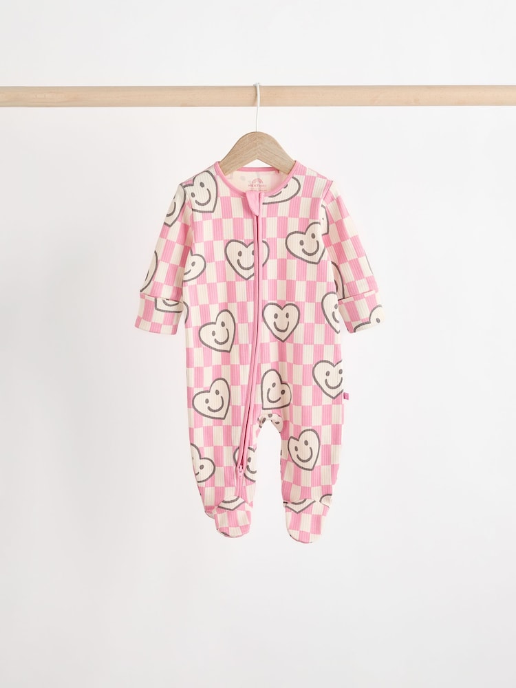 Roze vrolijk hart - Verpakking van 3 babyslaapzakjes met tweewegrits en bloemenprint van 100% katoen (0 mnd - 2 jr) - Image 3 of 11