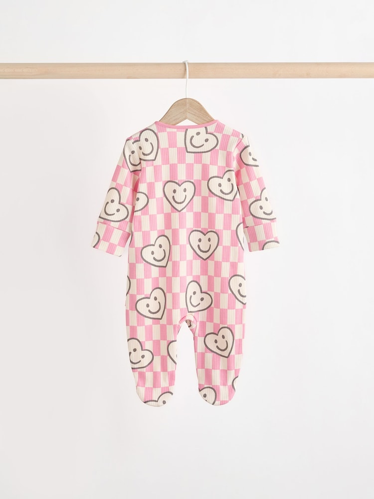 Roze vrolijk hart - Verpakking van 3 babyslaapzakjes met tweewegrits en bloemenprint van 100% katoen (0 mnd - 2 jr) - Image 6 of 11