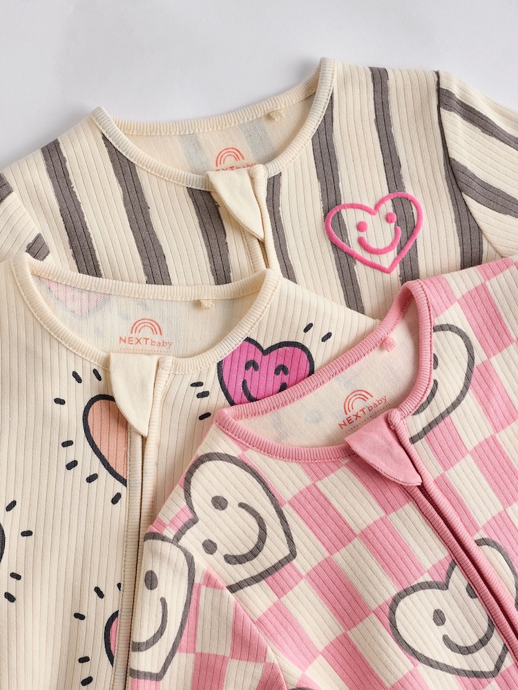 Roze vrolijk hart - Verpakking van 3 babyslaapzakjes met tweewegrits en bloemenprint van 100% katoen (0 mnd - 2 jr) - Image 7 of 11