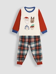 JoJo Maman Bébé White Christmas Tartan Pyjamas - Image 1 of 5