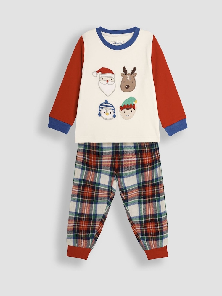JoJo Maman Bébé White Christmas Tartan Pyjamas - Image 1 of 5
