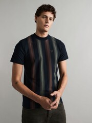 Fred Perry Navy 100% Cotton Ombre Stripe T-Shirt - Image 1 of 5