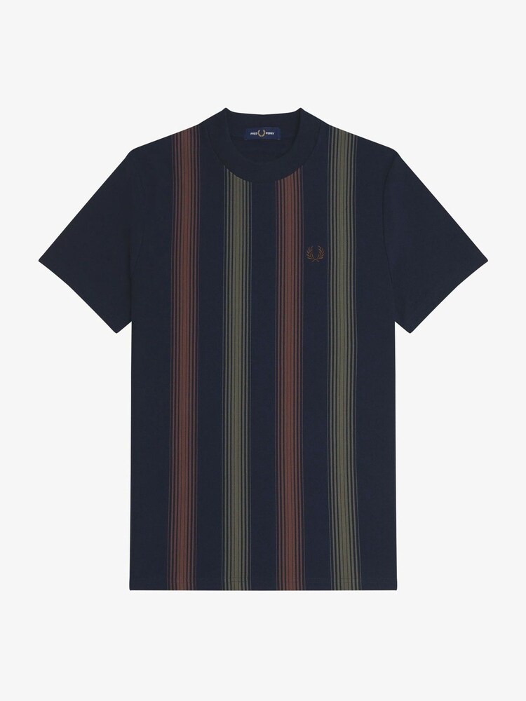 Fred Perry Navy 100% Cotton Ombre Stripe T-Shirt - Image 5 of 5 Fred Perry Navy 100% Cotton Ombre Stripe T-Shirt - Image 5 of 5