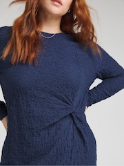 Simply Be Navy Blue Textured Midi Dress - Image 4 of 4