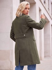 Roman Green Petite Collar Double Breasted Coat - Image 3 of 4