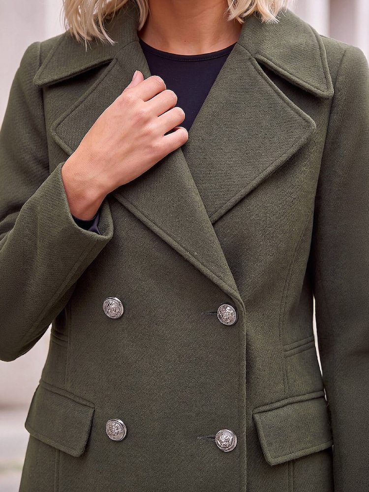 Roman Green Petite Collar Double Breasted Coat - Image 4 of 4 Roman Green Petite Collar Double Breasted Coat - Image 4 of 4