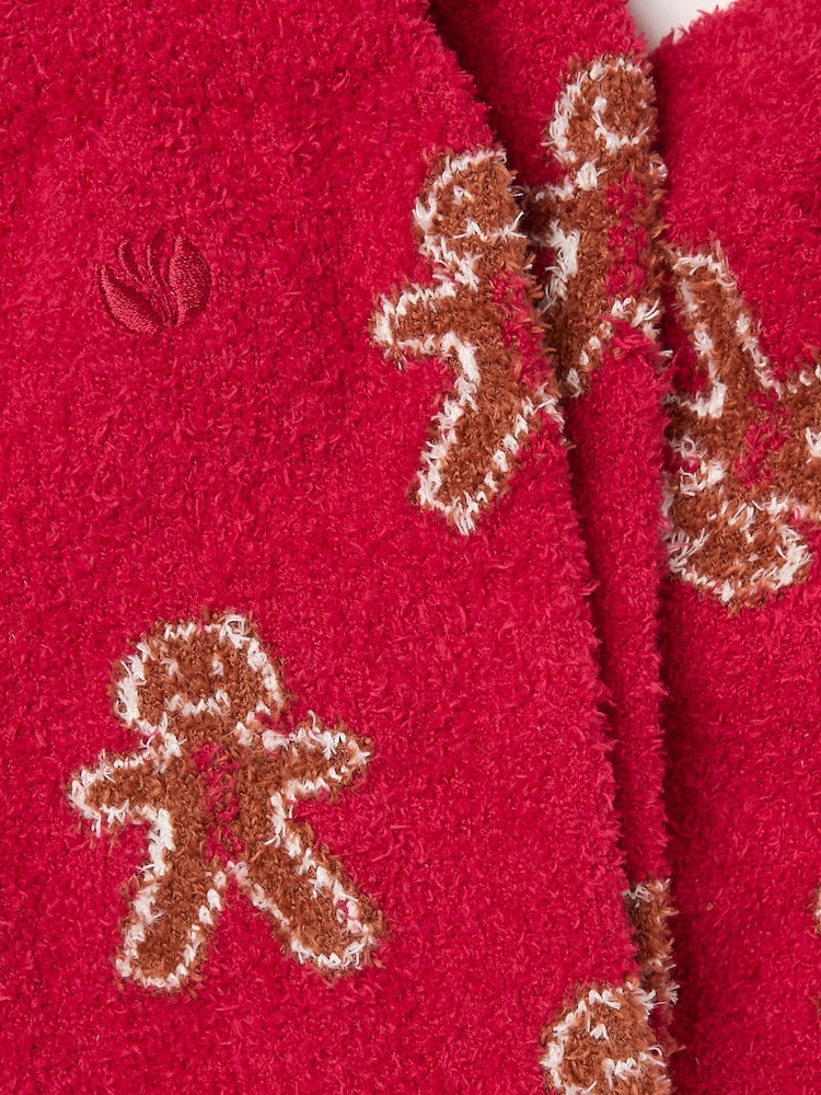 FatFace Red M Gingerbread Cosy Socks - Image 2 of 2