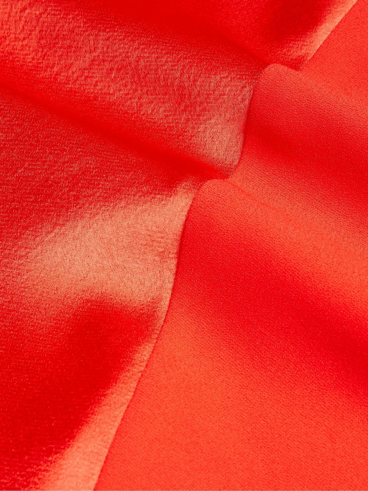 Ted Baker Red Bolsena Satin Midi Skirt With Asymmetric Hem - Image 6 of 6