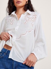 Monsoon Off White 100% Cotton Cutwork Flora Shirt - Image 4 of 4