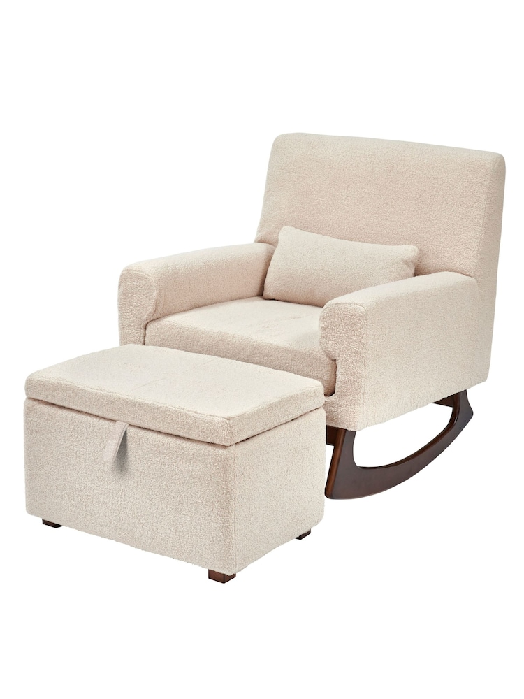 Gaia Baby Biscuit Serena Nursing Rocking Chair with Walnut Legs and Footstool - Image 1 of 6