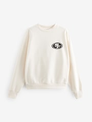 Ecru White San Fransisco 49ers NFL American License Kansas City Chiefs Heavyweight Graphic Slogan 100% Cottton Sweatshirt - Image 4 of 5