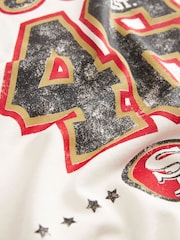 Ecru White San Fransisco 49ers NFL American License Kansas City Chiefs Heavyweight Graphic Slogan 100% Cottton Sweatshirt - Image 5 of 5