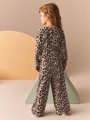 Leopard Print Wrap Front Textured Long Sleeve Top (3-16yrs) - Image 4 of 8