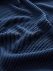 Navy Ribbed Button Through Pyjamas - Image 6 of 10