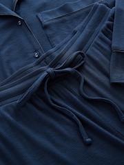 Navy Ribbed Button Through Pyjamas - Image 7 of 10